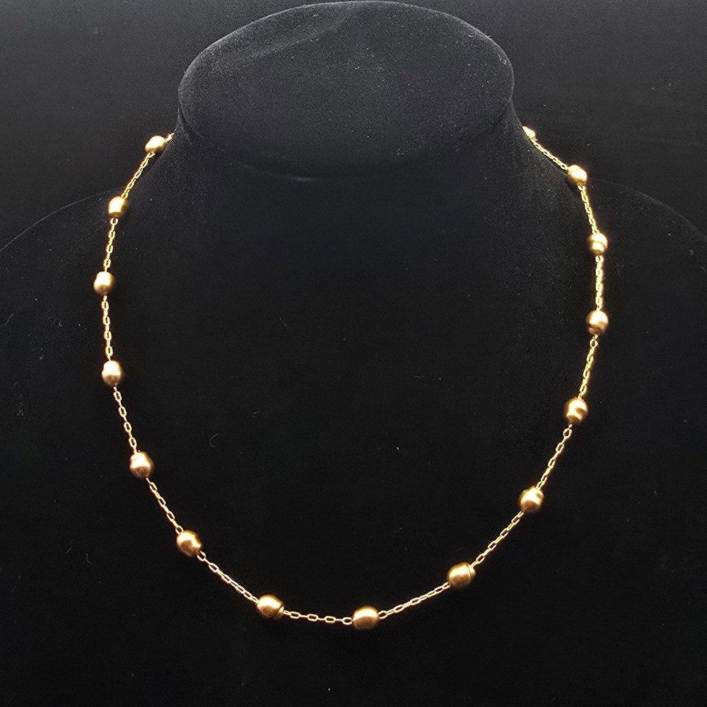 Avon Gold Tone Faux Pearl Necklace Metallic Vintage Costume Jewelry
